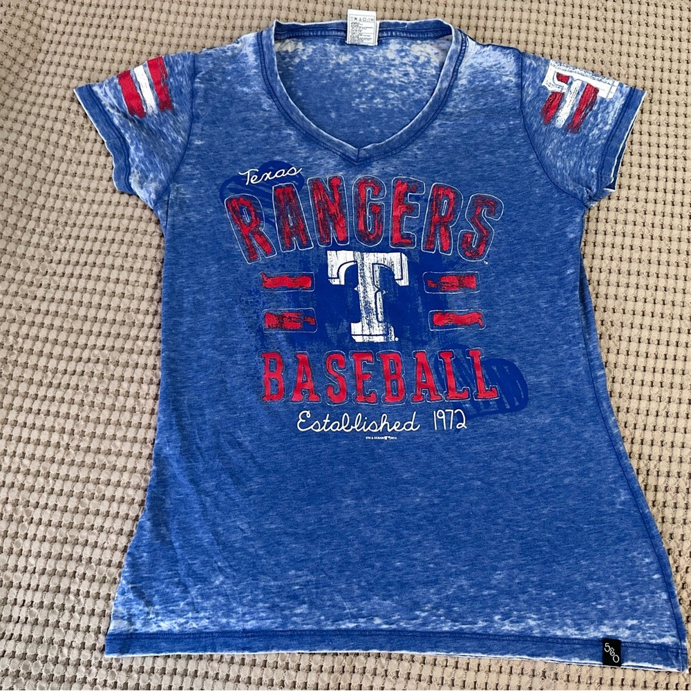 Texas Rangers Women’s Baseball T-shirt Large MLB 5th and Ocean